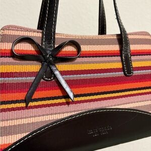 Kate Spade Red and Black Shoulder Bag with Striking Stripes